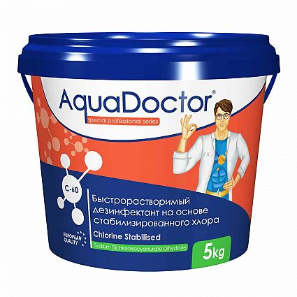 Дезинфектант для бассейна на основе хлора быстрого действия AquaDoctor C-60 1 кг